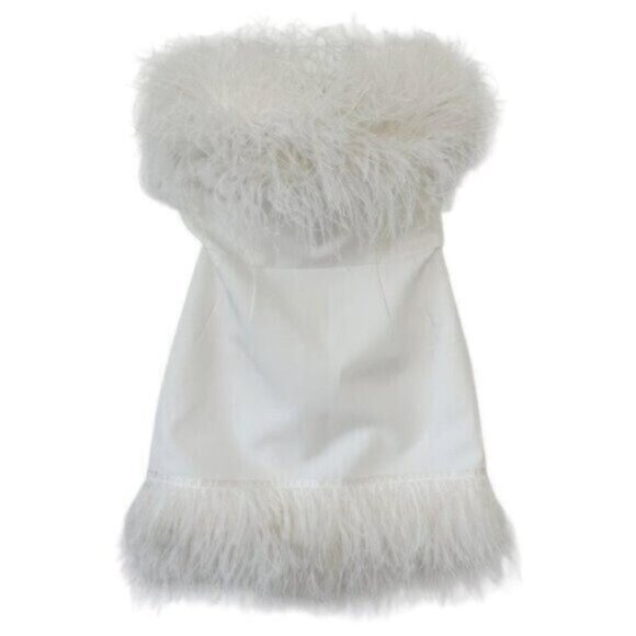 Bronx and Banco Lola Feather White Ivory Bridal Strapless Mini Dress Size S - Picture 3 of 15